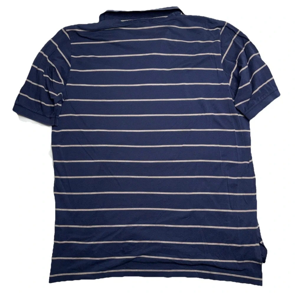Ralph Lauren Golf Polo Men Extra Large Blue Tan Color Stripe Pima Cotton Shirt
